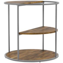 Risda 24&quot; Wide Walnut Wood Gray Metal End Table