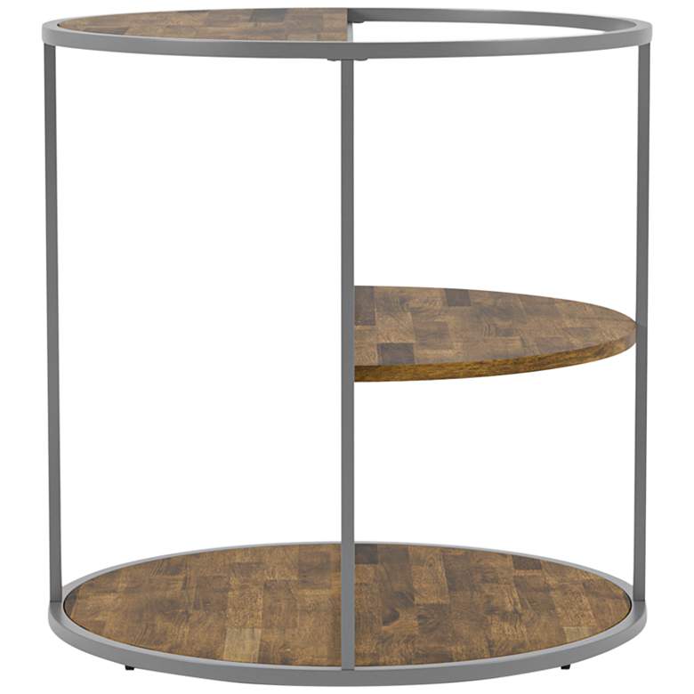 Image 5 Risda 24 inch Wide Walnut Wood Gray Metal End Table more views