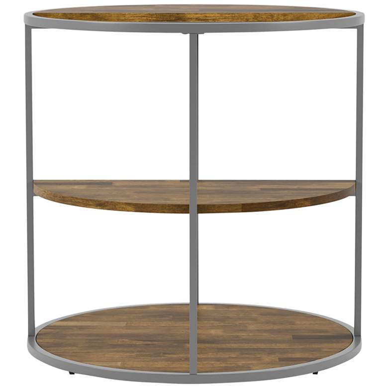 Image 6 Risda 24" Wide Walnut Wood Gray Metal End Table more views