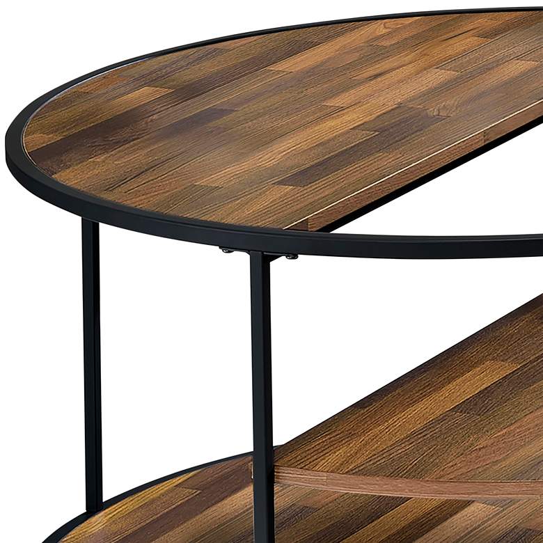 Image 3 Risda 35 1/2 inch Wide Walnut Wood Black Metal Coffee Table more views