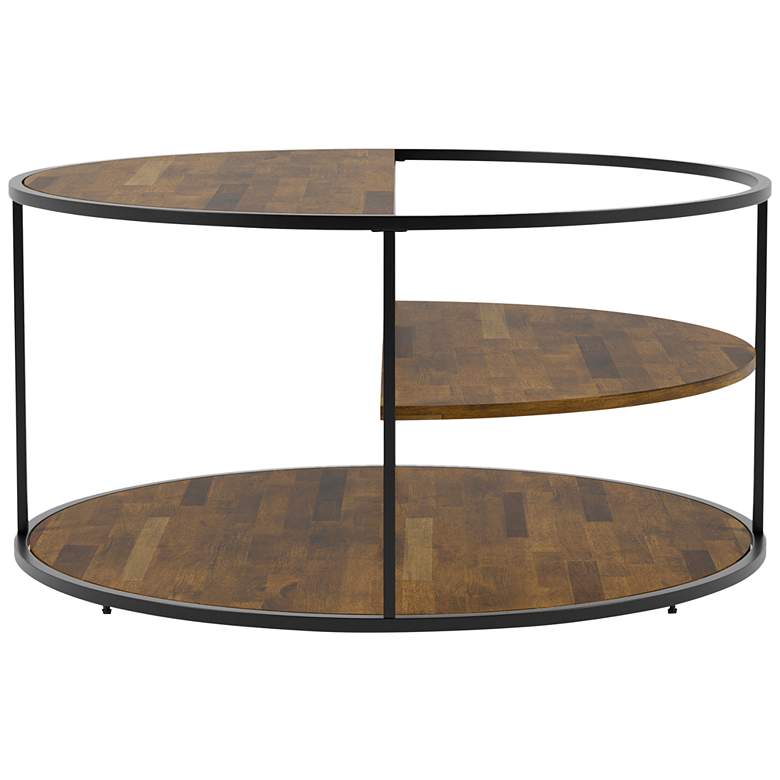 Image 6 Risda 35 1/2" Wide Walnut Wood Black Metal Coffee Table more views