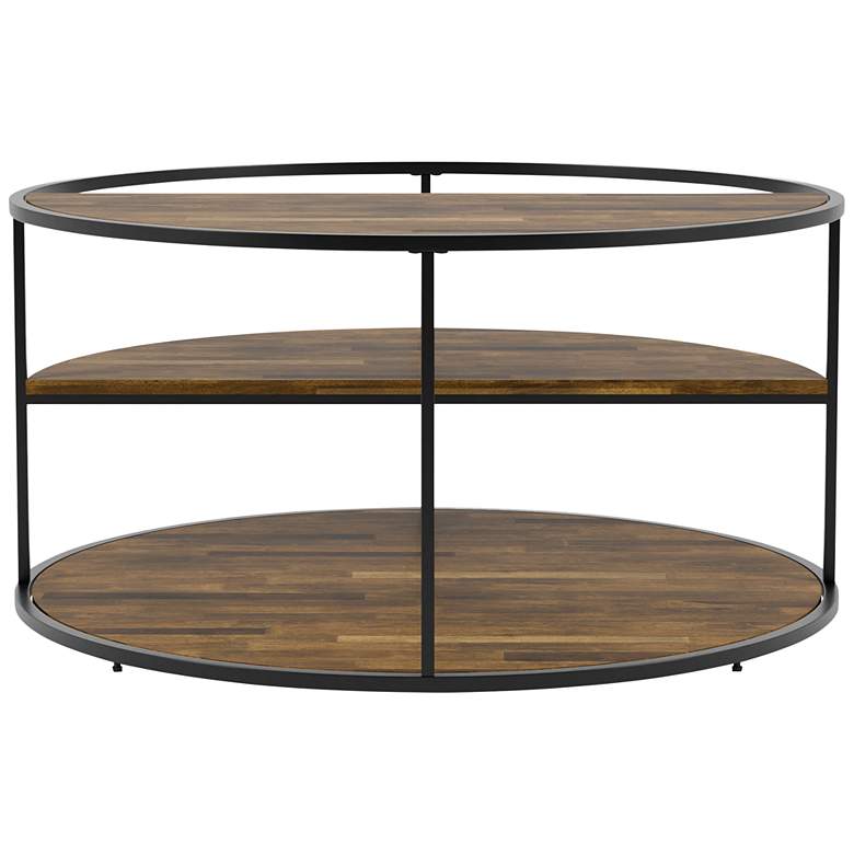 Image 7 Risda 35 1/2" Wide Walnut Wood Black Metal Coffee Table more views