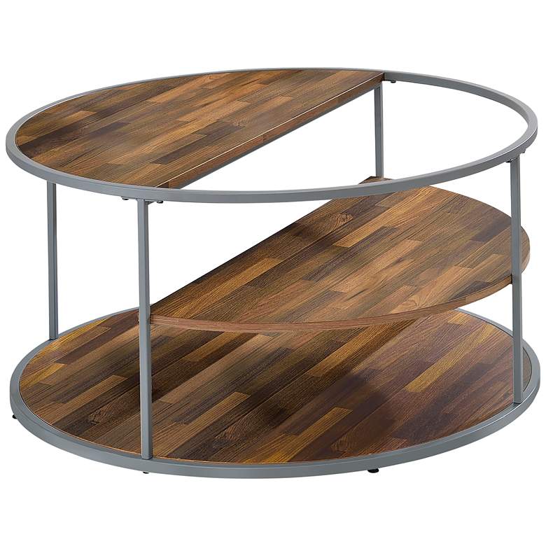 Image 2 Risda 35 1/2" Wide Walnut Wood Gray Metal Coffee Table