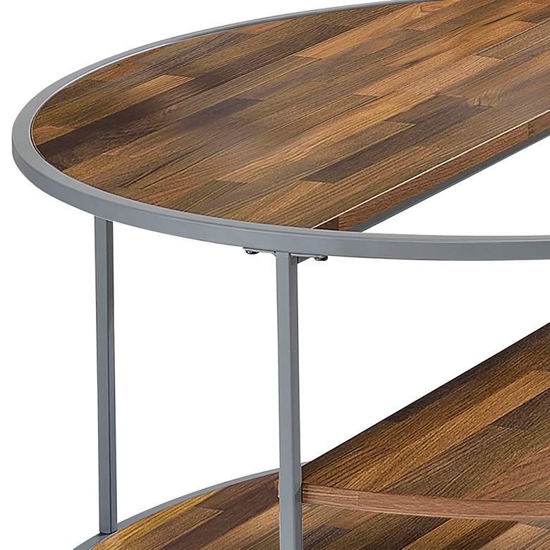 Image 3 Risda 35 1/2 inch Wide Walnut Wood Gray Metal Coffee Table more views