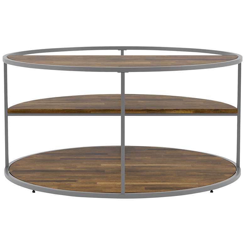 Image 6 Risda 35 1/2 inch Wide Walnut Wood Gray Metal Coffee Table more views