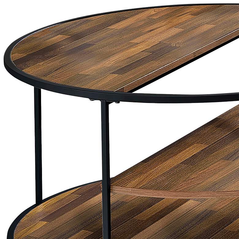 Image 3 Risda Walnut Wood Black Metal 2-Piece Coffee Table Set more views