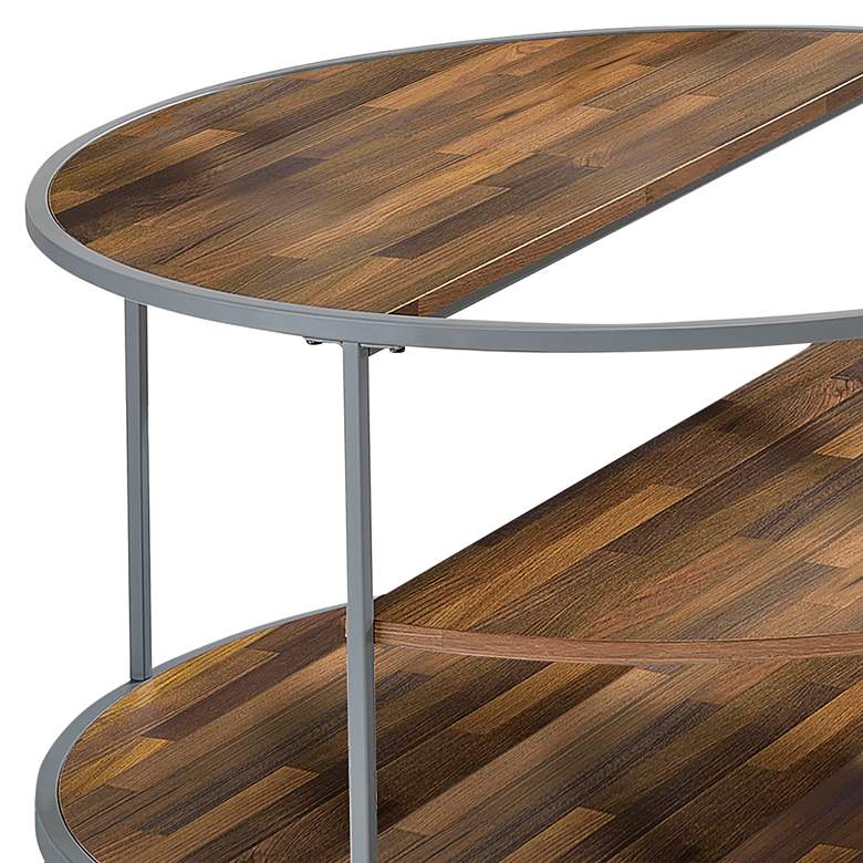 Image 3 Risda Walnut Wood Gray Metal 2-Piece Coffee Table Set more views