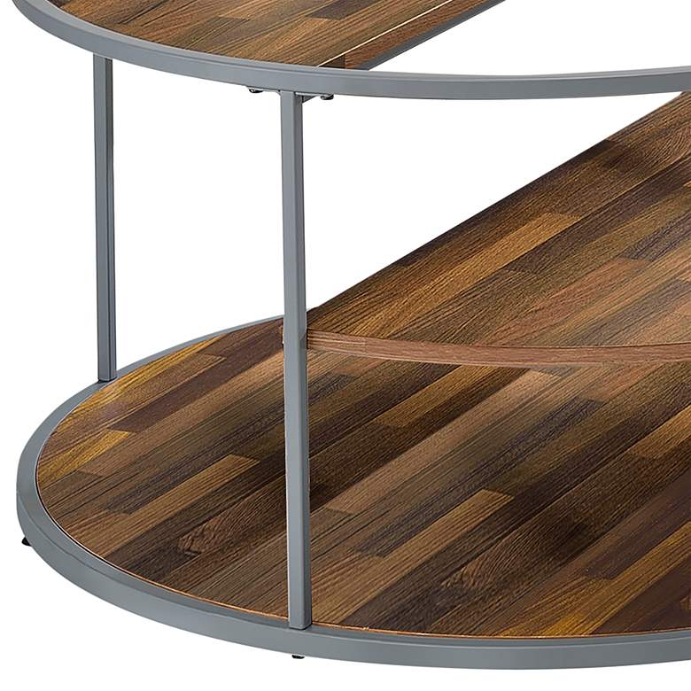 Image 4 Risda Walnut Wood Gray Metal 2-Piece Coffee Table Set more views