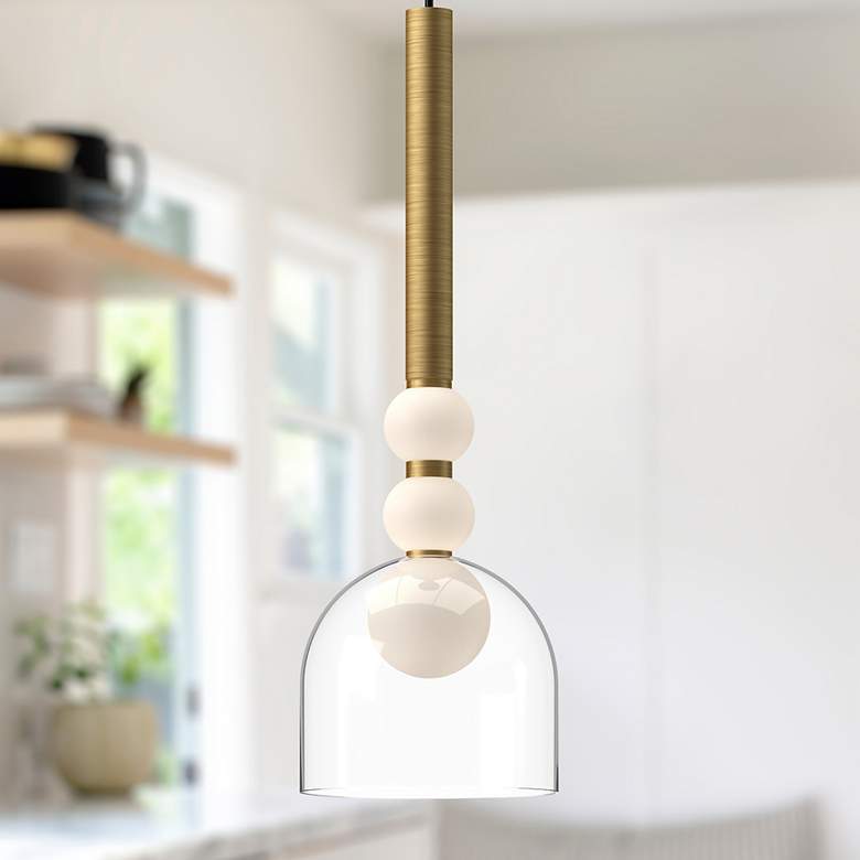Image 1 Rise 5 3/4" Wide Brushed Gold LED Mini Pendant