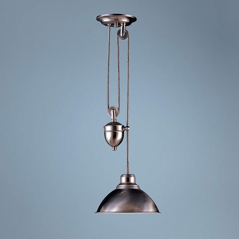Image 1 Rise and Fall Satin Nickel Finish Adjustable Height Pendant