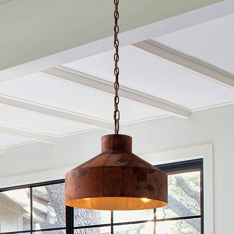 Image 1 Rise and Shine 18" Wide Rust Patina 3-Light Pendant
