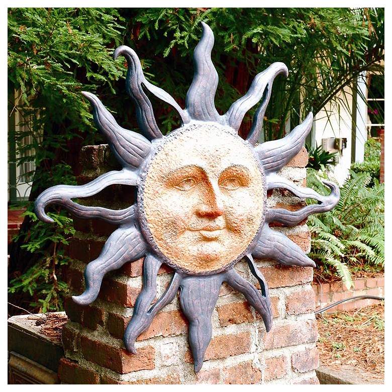 Image 1 Rising Sun 37" Round Aluminum Outdoor Wall Plaque Sculpture