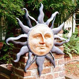 Image1 of Rising Sun 37" Round Aluminum Outdoor Wall Plaque Sculpture