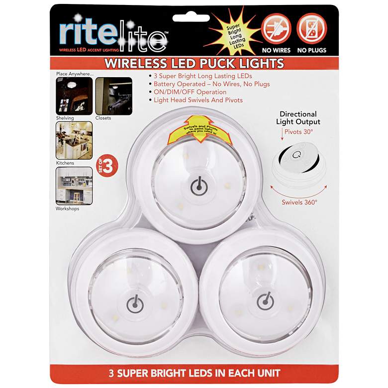 Image 3 Rite Lite 3-Pack White Battery Powered Cordless LED Lights more views