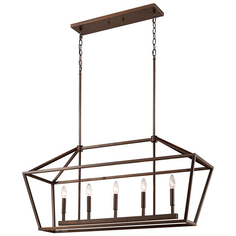 Image 2 Ritner 40" Wide Rubbed Bronze 5-Light Linear Chandelier