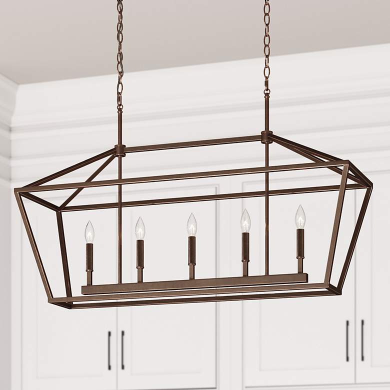 Image 1 Ritner 40" Wide Rubbed Bronze 5-Light Linear Chandelier