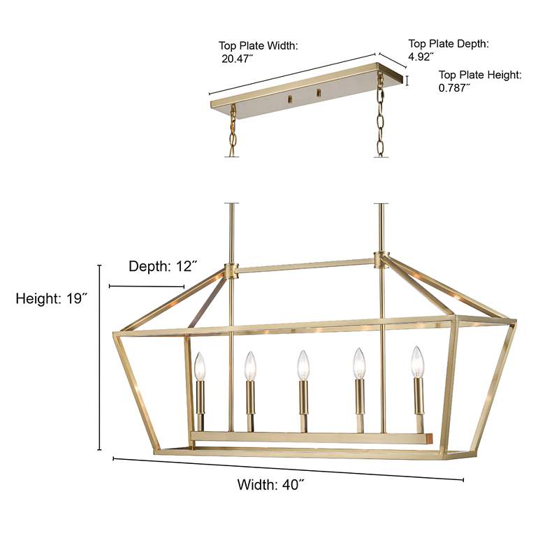 Image 5 Ritner 40" Wide Rubbed Bronze 5-Light Linear Chandelier more views