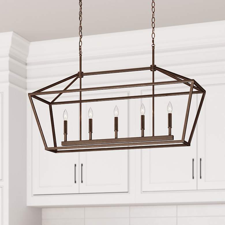 Image 6 Ritner 40" Wide Rubbed Bronze 5-Light Linear Chandelier more views