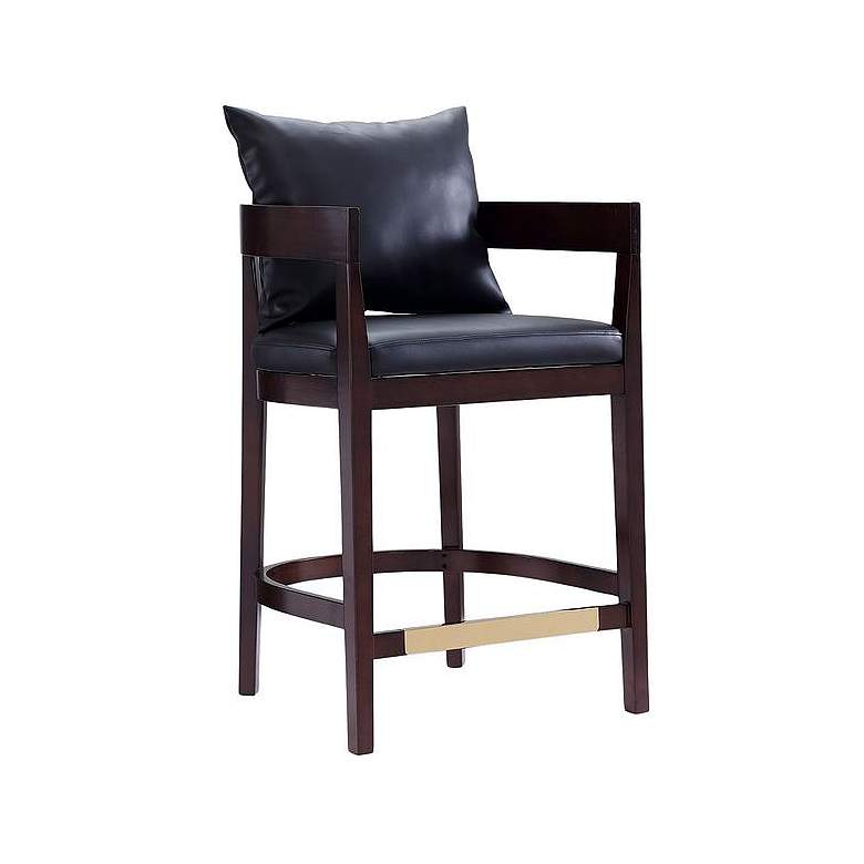 Image 1 Ritz 34" Black & Dark Walnut Beech Wood Counter Height Bar Stool