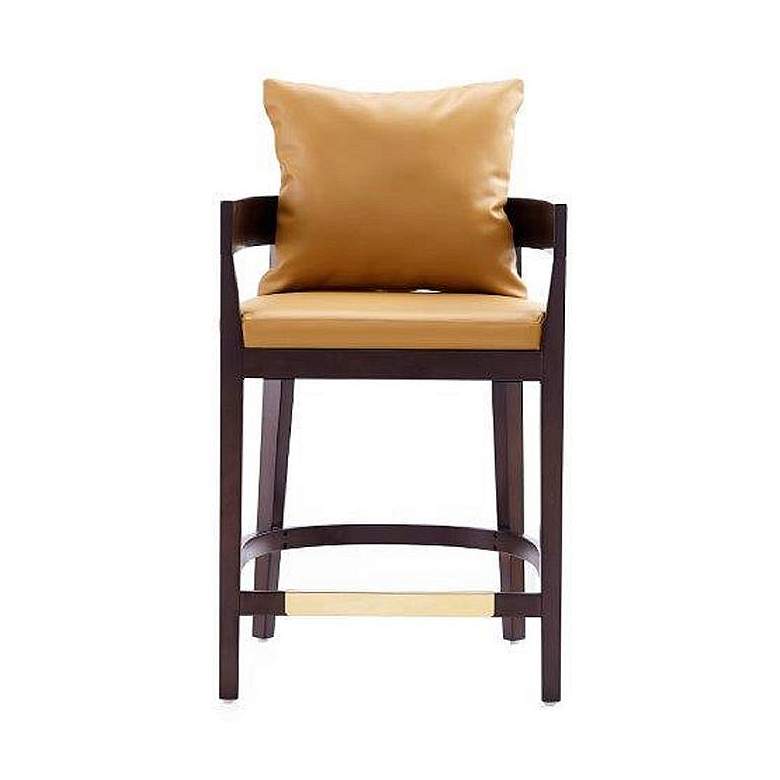 Image 1 Ritz 34" Camel & Dark Walnut Beech Wood Counter Height Bar Stool