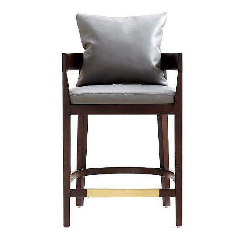 Image 1 Ritz 34" Grey & Dark Walnut Beech Wood Counter Height Bar Stool