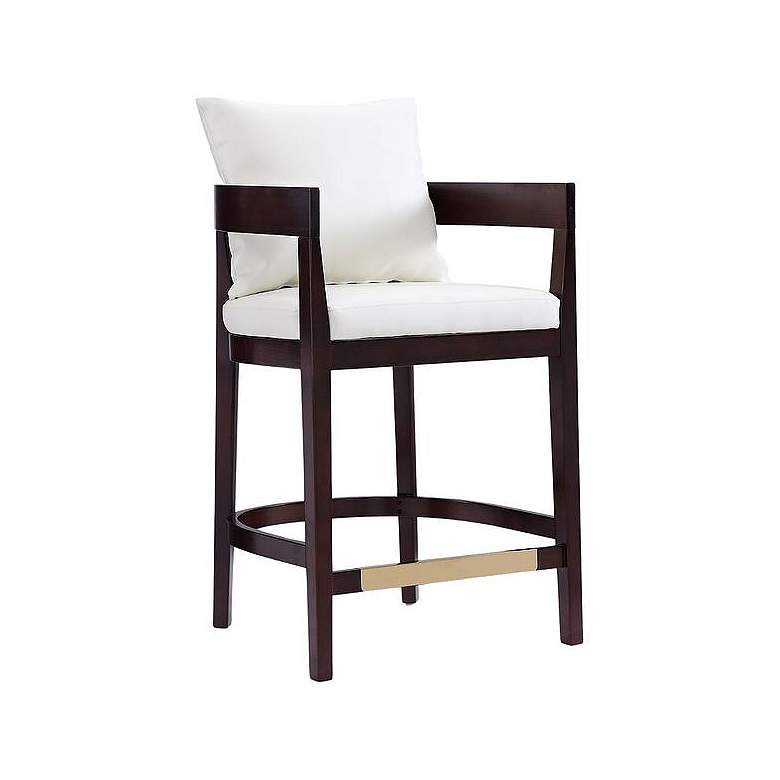 Image 1 Ritz 34" Ivory & Dark Walnut Beech Wood Counter Height Bar Stool
