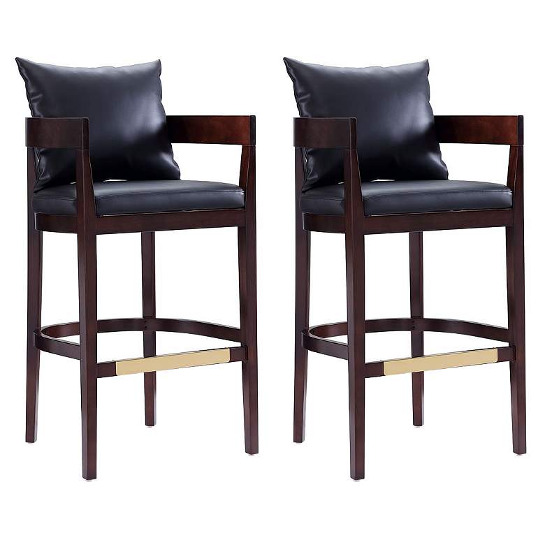 Image 1 Ritz Barstool in Black and Dark Walnut (Set of 2)