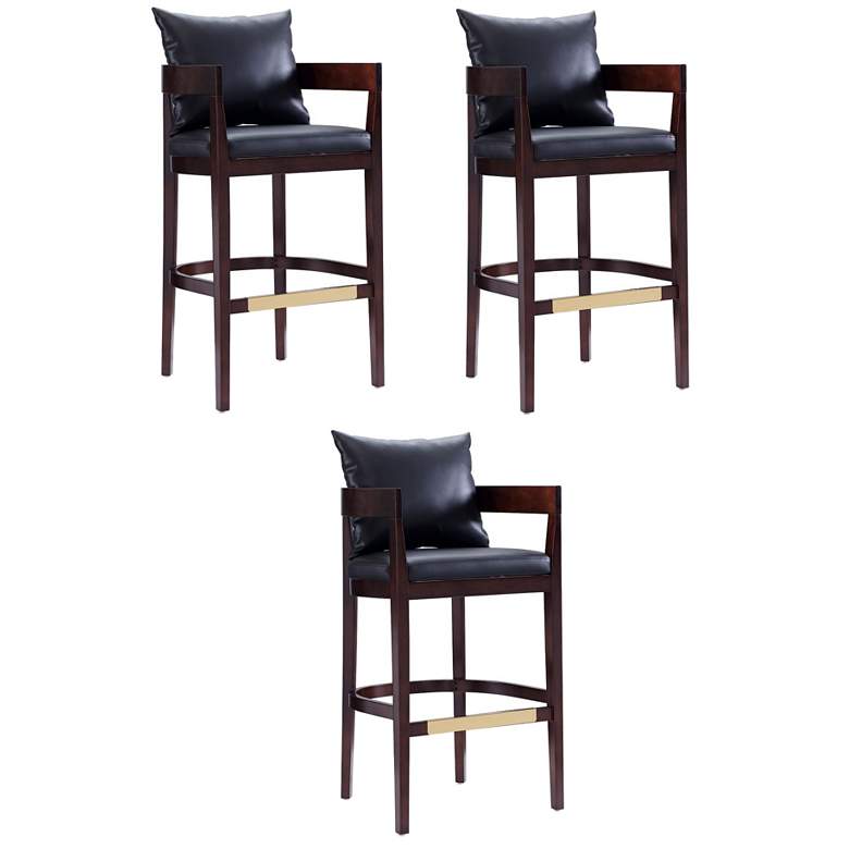Image 1 Ritz Barstool in Black and Dark Walnut (Set of 3)