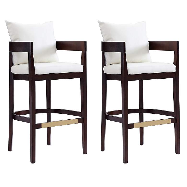Image 1 Ritz Barstool in Ivory and Dark Walnut (Set of 2)