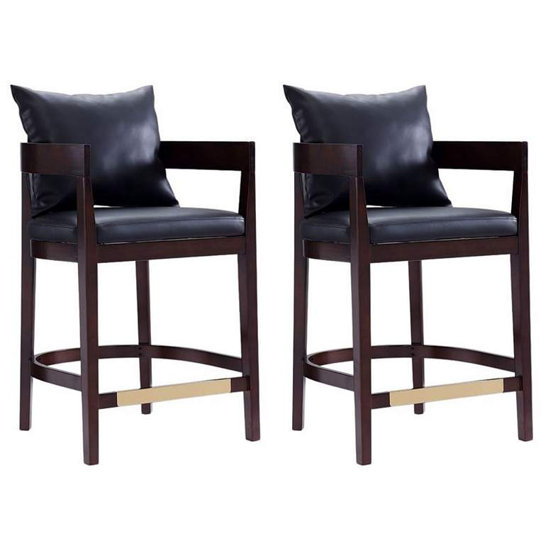 Image 1 Ritz Counter Stool in Black and Dark Walnut (Set of 2)