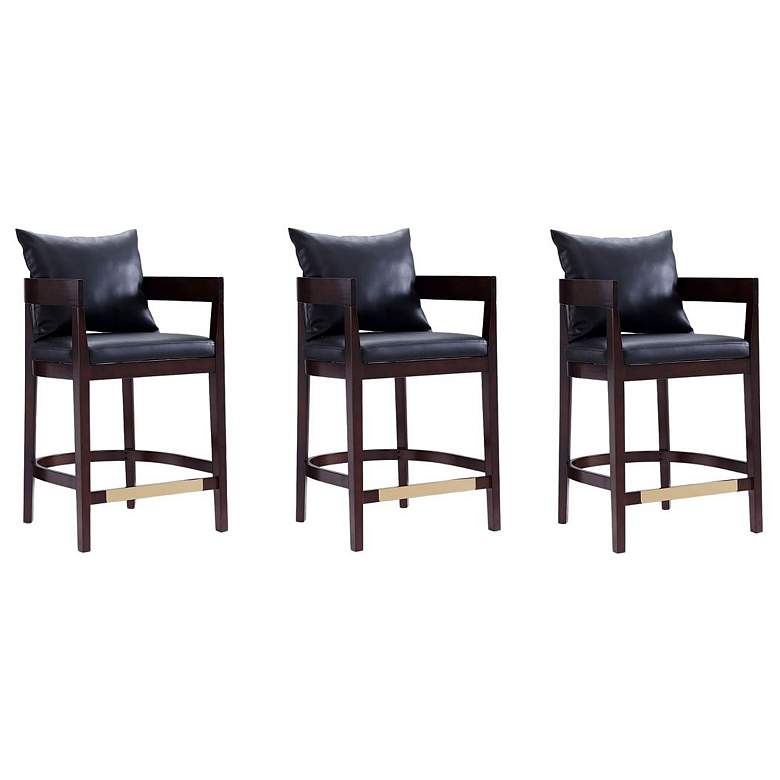 Image 1 Ritz Counter Stool in Black and Dark Walnut (Set of 3)