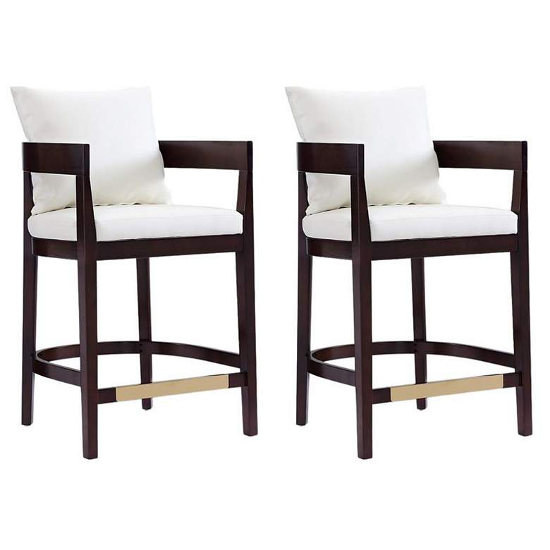 Image 1 Ritz Counter Stool in Ivory and Dark Walnut (Set of 2)