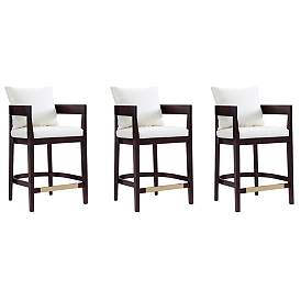 Image1 of Ritz Counter Stool in Ivory and Dark Walnut (Set of 3)