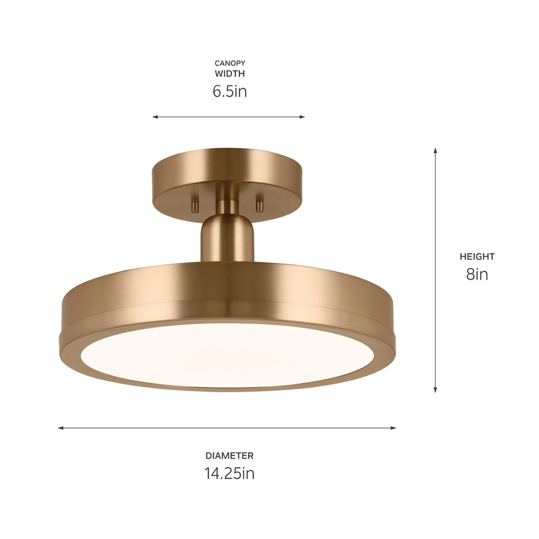 Riu 14.25 Inch 1 Light LED Semi-Flush in Champagne Bronze