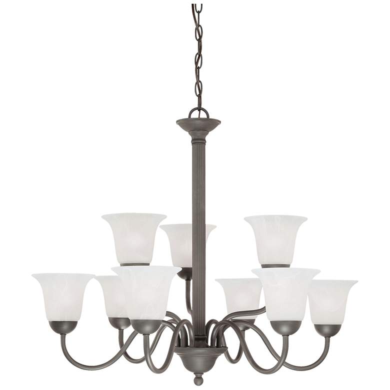 Image 1 Riva 32 inch Wide 9-Light Chandelier - Painted Bronze