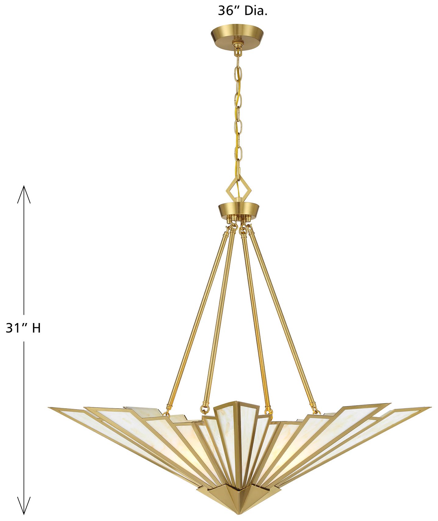 Rivage 4-Light Pendant in Warm Brass