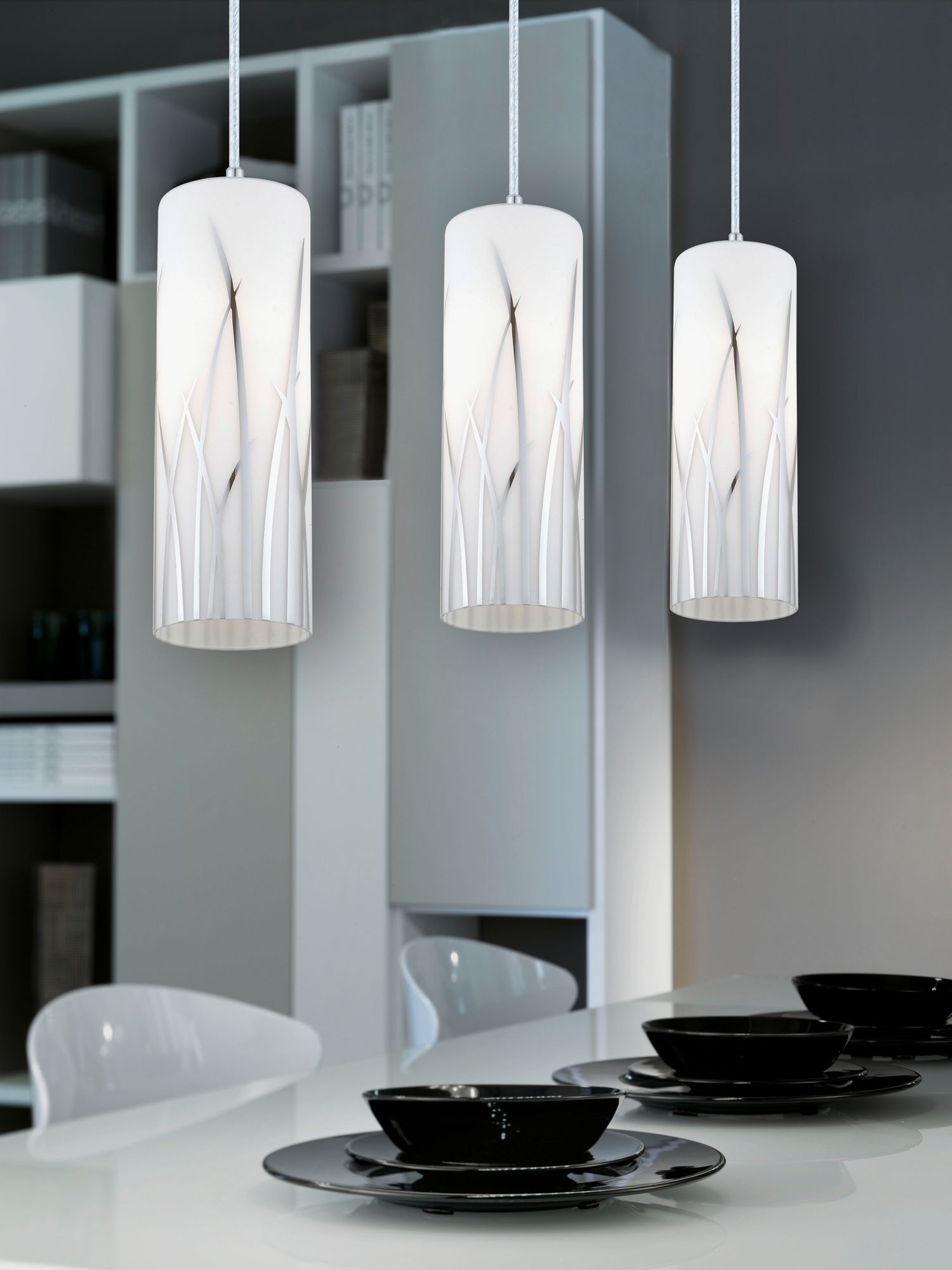 Rivato - 3-Light Multi Light Pendant - Chrome - White and Chrome DÃ©co