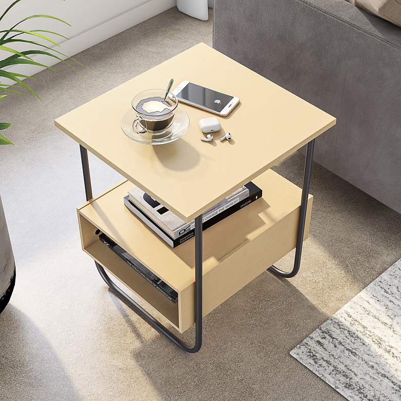 Image 5 Rive 18 1/2" Wide Light Maple Wood 2-Shelf End Table more views
