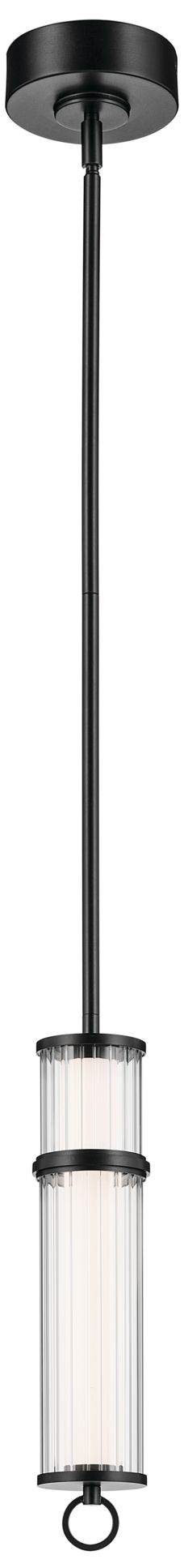 Riven 15.5 Inch LED 1 Light Pendant with Clear Fluted Glass in Black