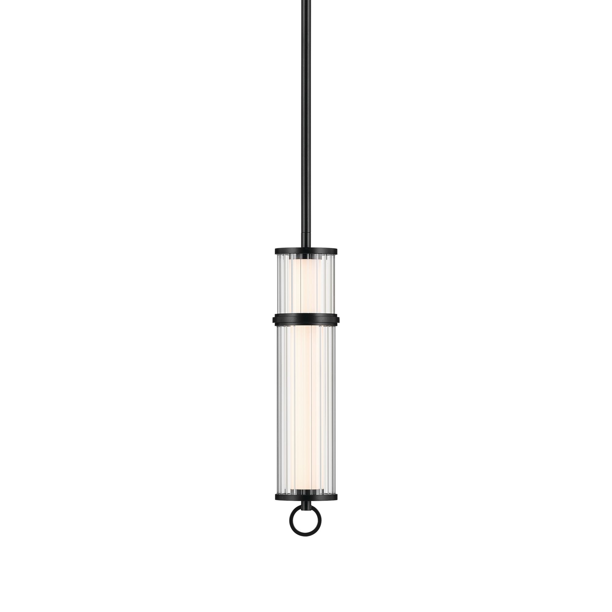 Image 7 Riven 15.5 Inch LED 1 Light Pendant with Clear Fluted Glass in Black more views