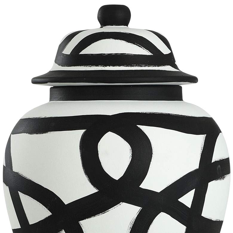 Image 2 Riven 21"H Black and White Ceramic Ginger Jar with Lid more views