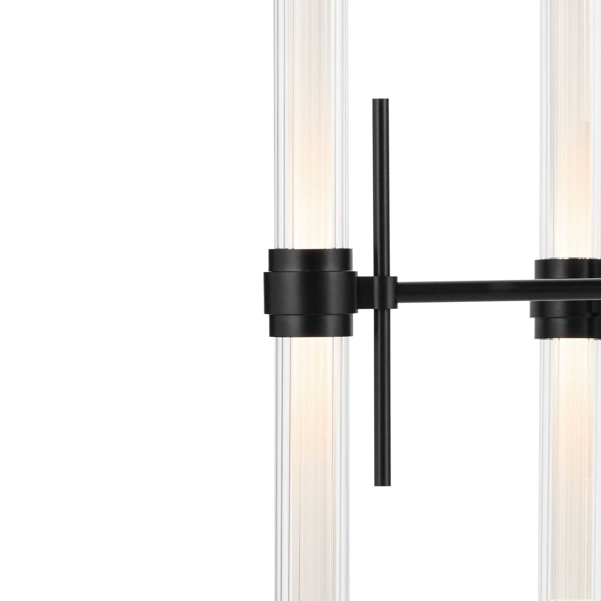 Image 6 Riven 33 Inch LED 12 Light Chandelier with Clear Fluted Glass in Black more views