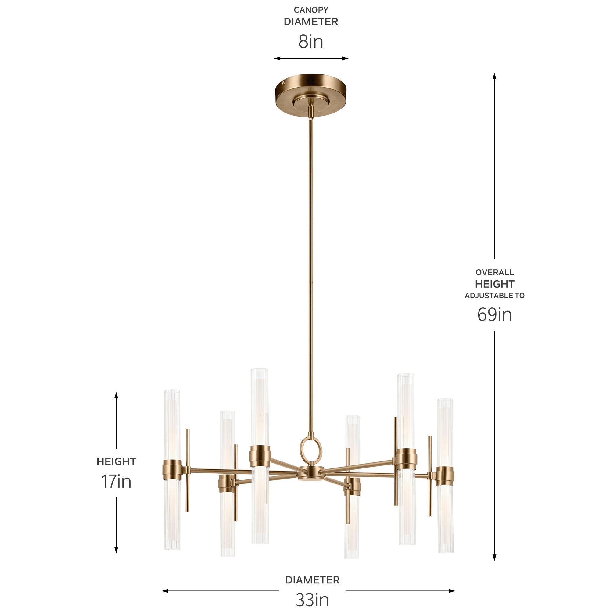 Riven 33 Inch LED 12 Light Chandelier with Clear Fluted Glass in CPZ
