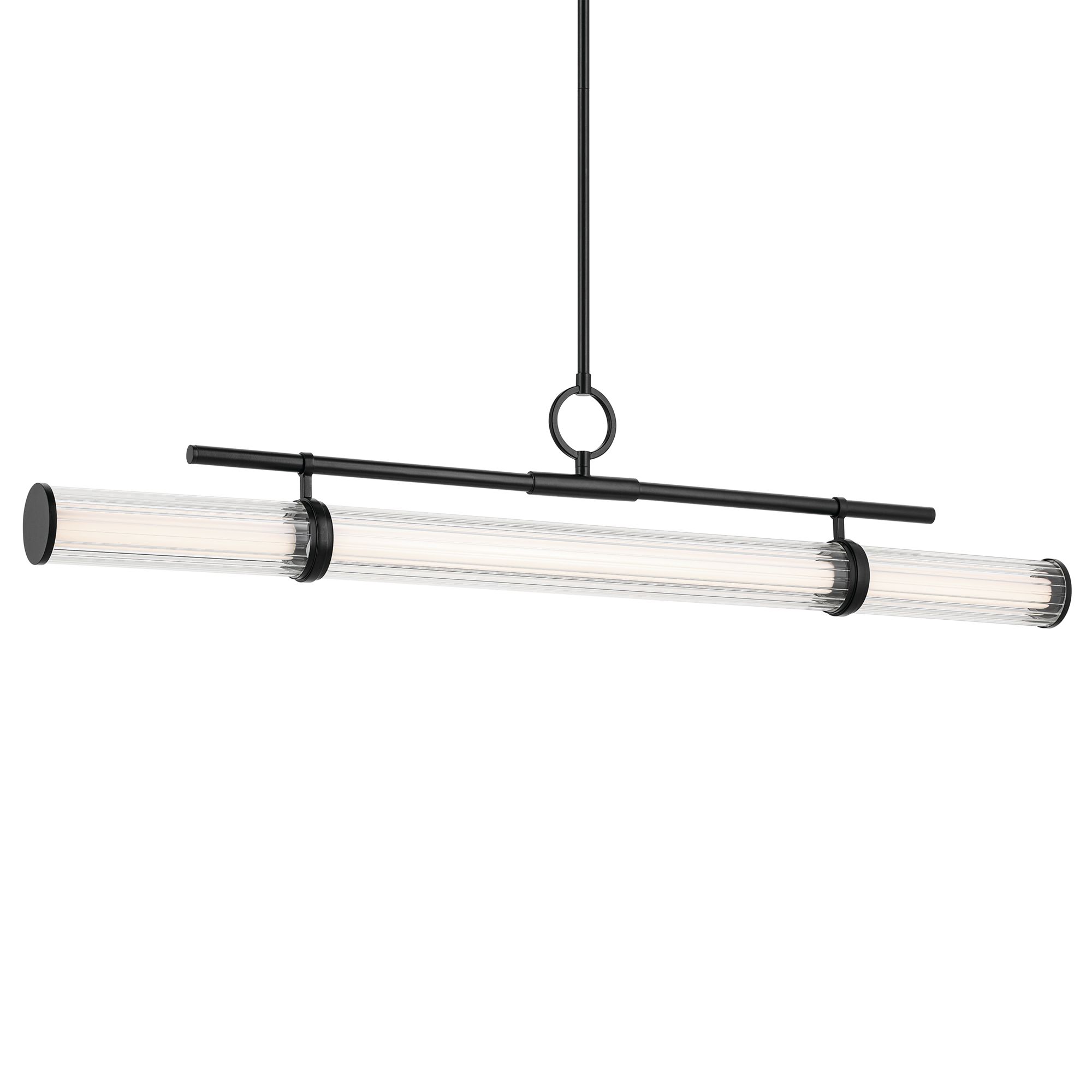 Image 6 Riven 48.25 Inch LED Linear Chandelier with Clear Fluted Glass in Black more views