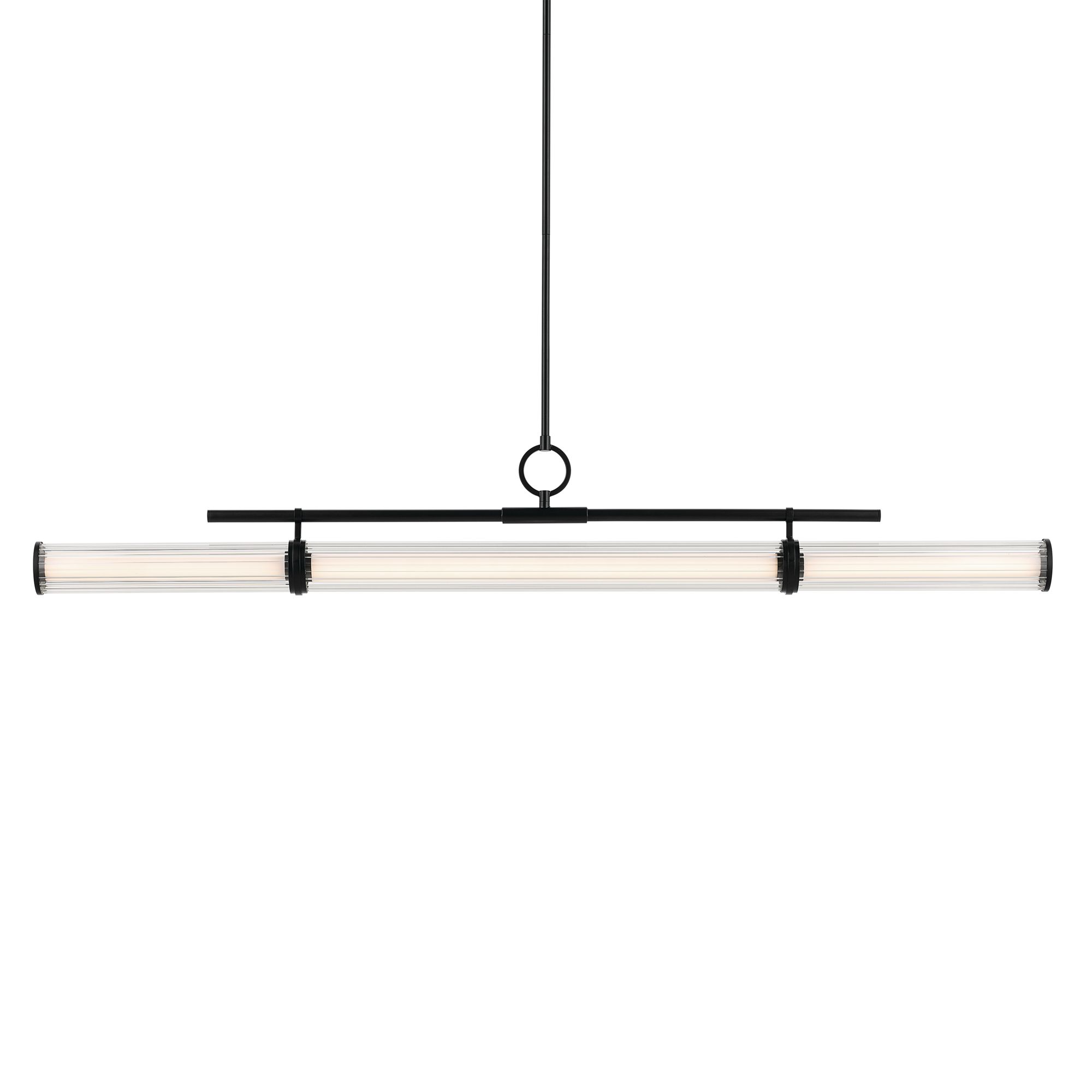Image 5 Riven 60.25 Inch LED Linear Chandelier with Clear Fluted Glass in Black more views