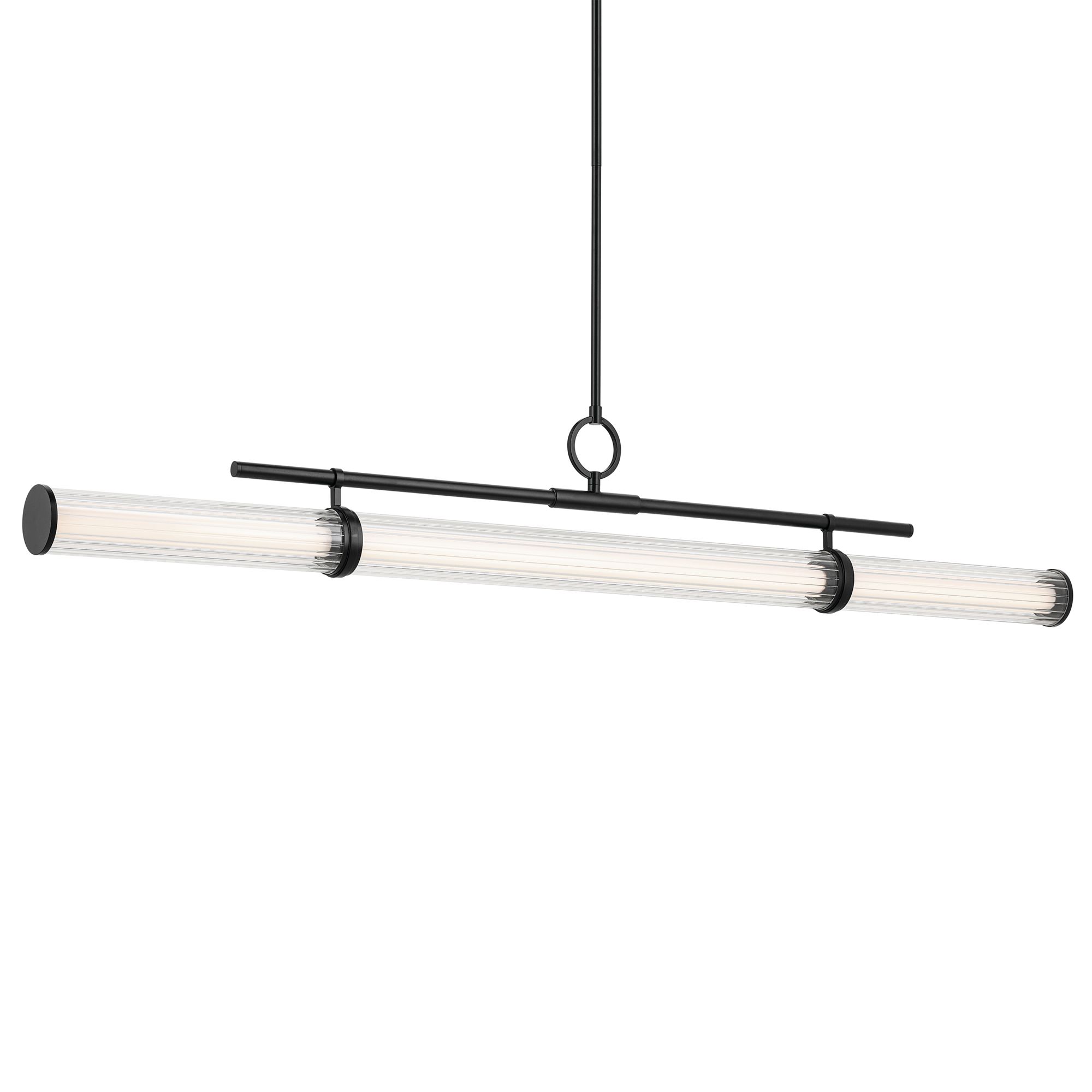 Image 6 Riven 60.25 Inch LED Linear Chandelier with Clear Fluted Glass in Black more views