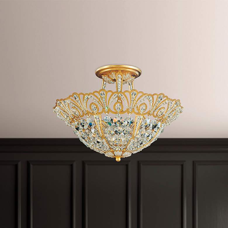 Image 1 Rivendell 10.5"H x 15"W 5-Light Crystal Semi-Flush Mount in Heirl