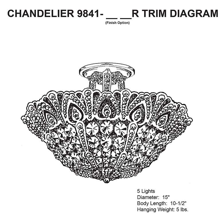 Image 5 Rivendell 10.5"H x 15"W 5-Light Crystal Semi-Flush Mount in Heirl more views