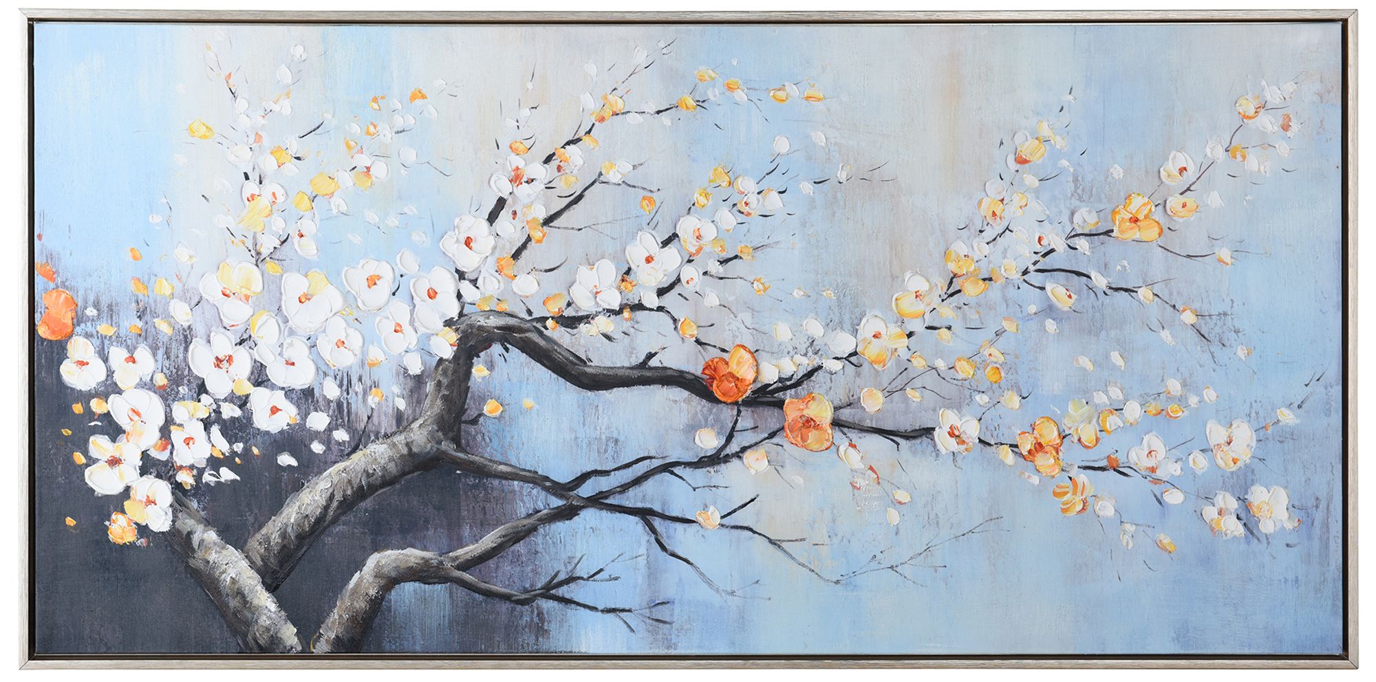 Image 2 River Bloom 47 x 24 Hand-Painted Framed Canvas Wall Art