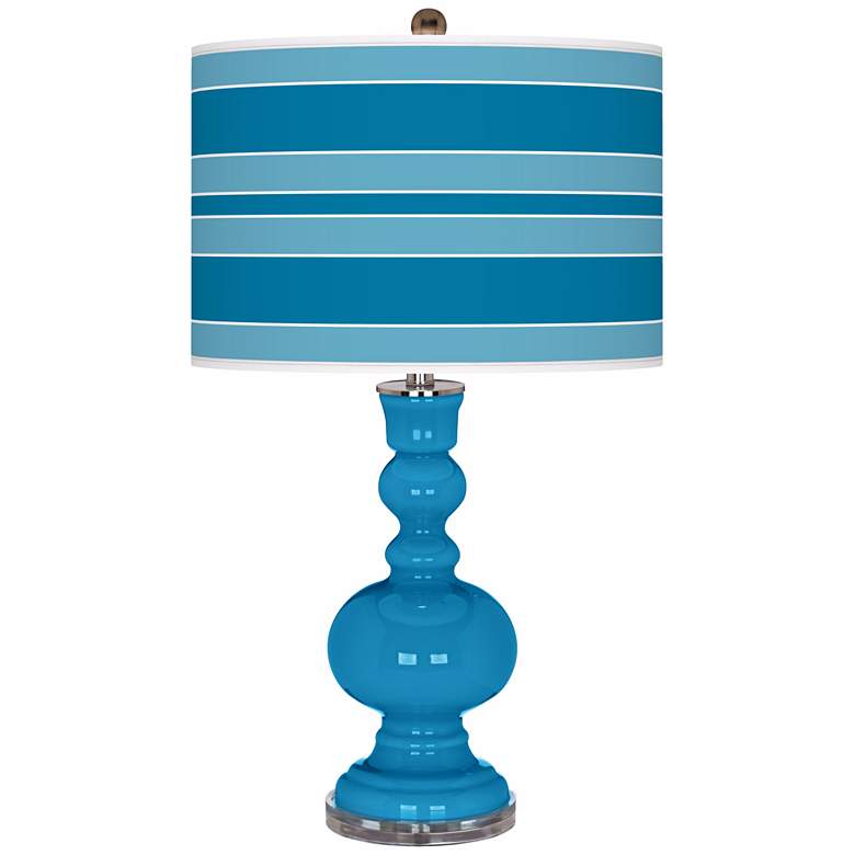 Image 1 River Blue Bold Stripe Apothecary Table Lamp